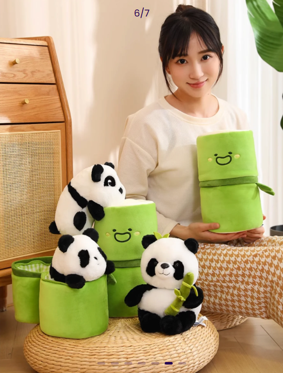 Adorable Peluche Panda dans un Bambou 40cm /  دمية باندا محشوة رائعة داخل خيزران | لعبة ناعمة ومعانقة